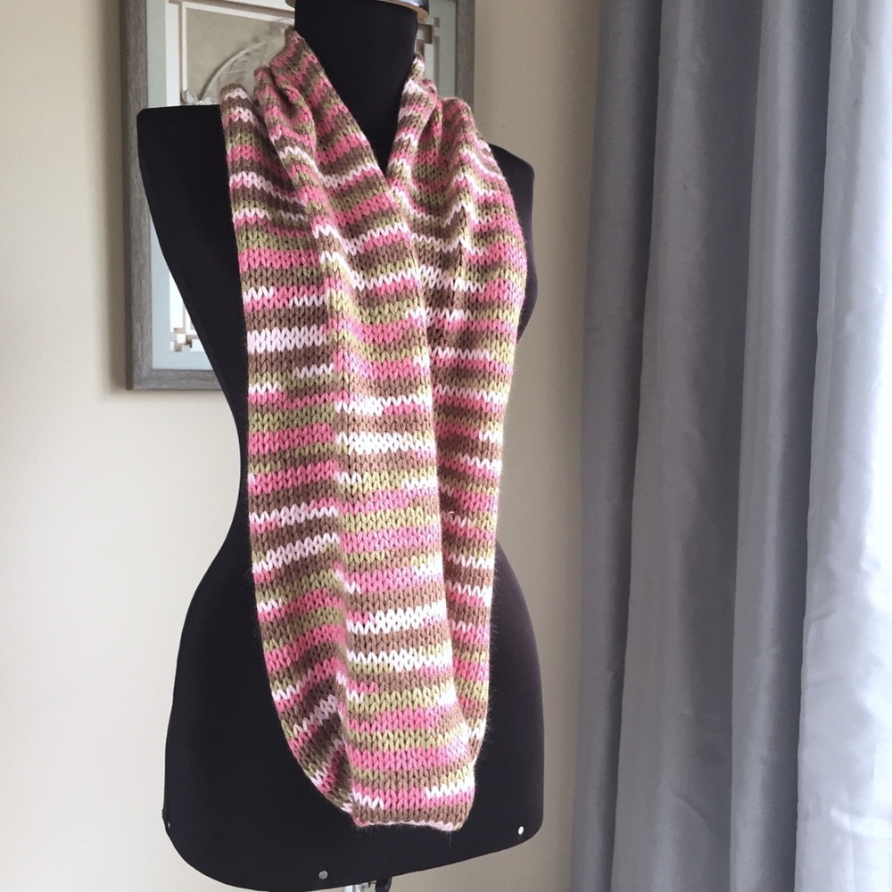 Pink Camo Infinity Scarf Long Knitted Loop #001